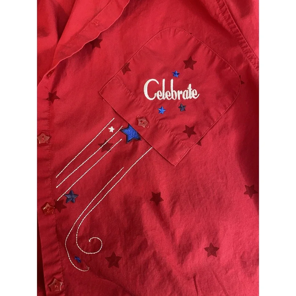 Tigger Disney Women Red Short‎ Sleeve Embroidered "Celebrate" Shirt  22W/24W - Picture 8 of 9